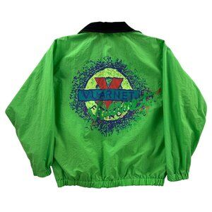 Vintage 80s Vuarnet Bright Green Pullover Windbreaker Jacket Medium